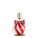Magnifique Maison - Porta candele metallo bianco fiocco rosso - immagine 2