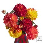 Fantin argenti - Composizione Dalie Rosse Arancio Giallo 6 Steli