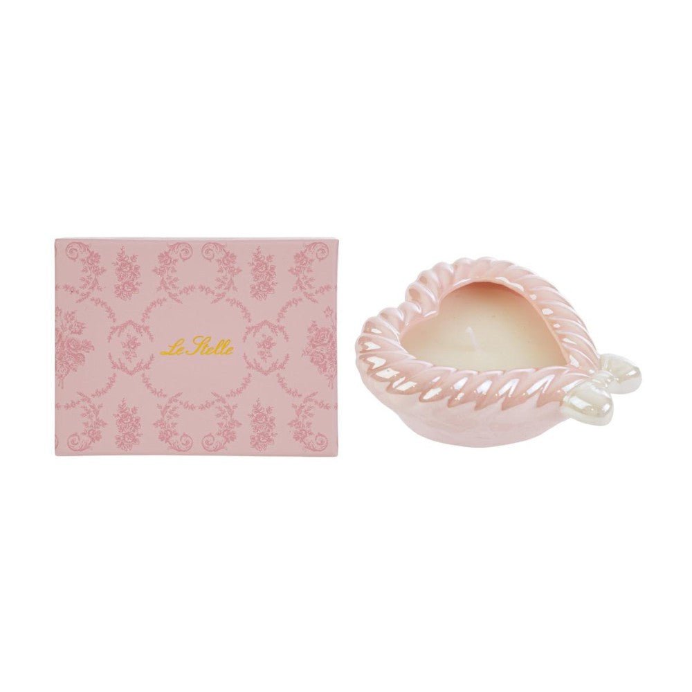 Le Stelle - Candela Cuore Porcellana Rosa 11x10x4,5cm - immagine 3