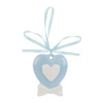 Le Stelle - Appendino Calamita Porcellana Cuore Celeste 4,5x5,5cm