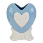 Le Stelle - Vaso Cuore Porcellana Celeste 15,5x10x20cm