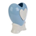 Le Stelle - Vaso Cuore Porcellana Celeste 15,5x10x20cm - immagine 2
