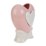 Le Stelle - Vaso Cuore Porcellana Rosa 15,5x10x20cm - immagine 2
