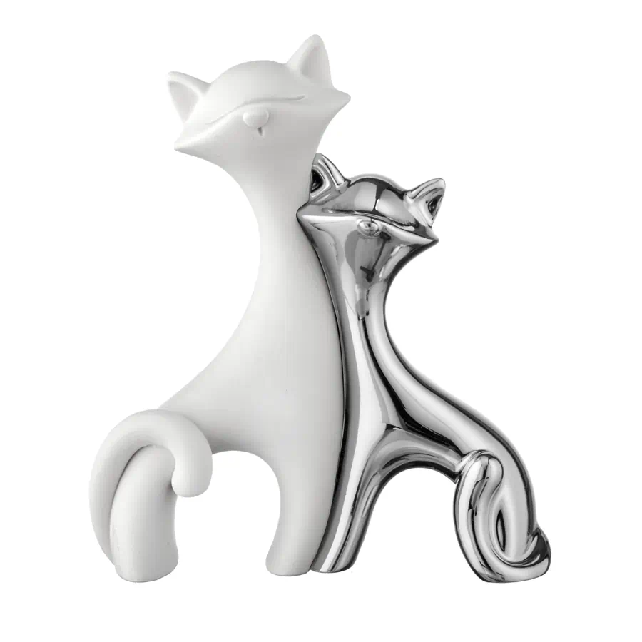gatti Bongelli - Scultura coppia gattini 12×11 argento/bianco - immagine 1