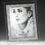 Ranoldi - Portafoto in cristallo decoro foglia argento