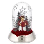 Bagutta – Cupola natalizia con angelo e pacco regalo argento H13 cm