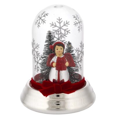 Bagutta – Cupola natalizia con angelo e pacco regalo argento H13 cm