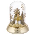 Bagutta – Cupola natalizia con angelo e pacco regalo oro H13 cm