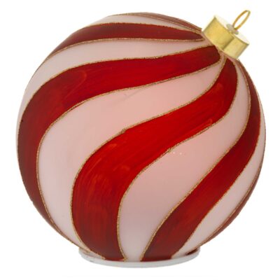 Bagutta - Sfera natalizia girevole con led rossa e decoro obliquo Ø18 cm