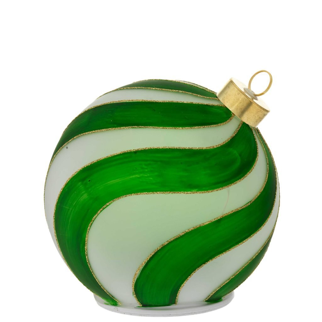 N-8687-07-1024x1024 Bagutta - Sfera natalizia girevole con led verde e decoro obliquo Ø15 cm - immagine 1