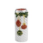 Bagutta – Cilindro natalizio con tea light argentato e decoro colorato H14 cm
