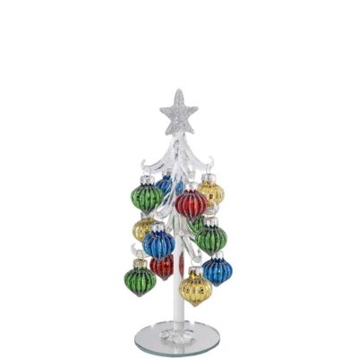 Bagutta - Alberello natalizio bianco con sfere decorative H21 cm