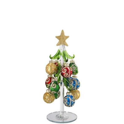 Bagutta - Alberello natalizio verde con sfere decorative multicolore H21 cm