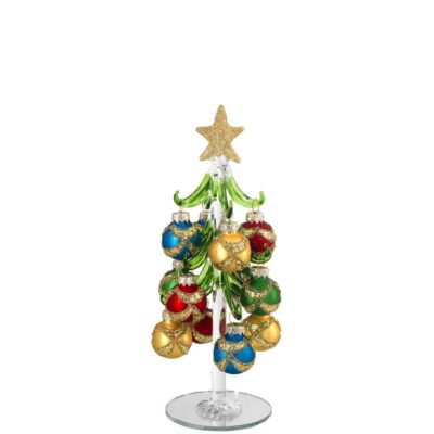 Bagutta - Alberello natalizio verde con sfere decorative multicolore H21 cm