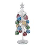Bagutta - Alberello natalizio bianco con sfere decorative argentate H26 cm