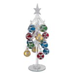 Bagutta - Alberello natalizio bianco con sfere decorative argentate H26 cm