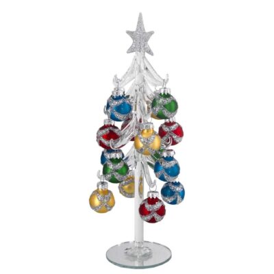 Bagutta - Alberello natalizio bianco con sfere decorative argentate H26 cm