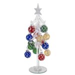 Bagutta - Alberello natalizio bianco con sfere decorative argentate H26 cm