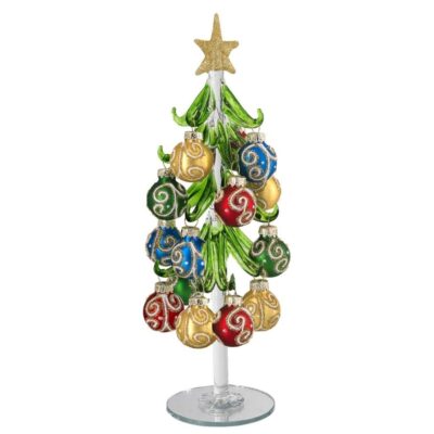 Bagutta - Alberello natalizio verde con sfere decorative H26 cm